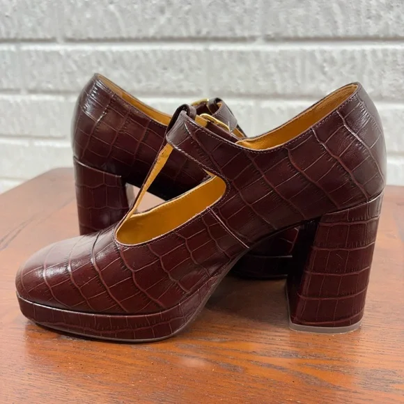 Sezane Monique High Mary Janes Brown Croco - Size 40 - Picture 4 of 10